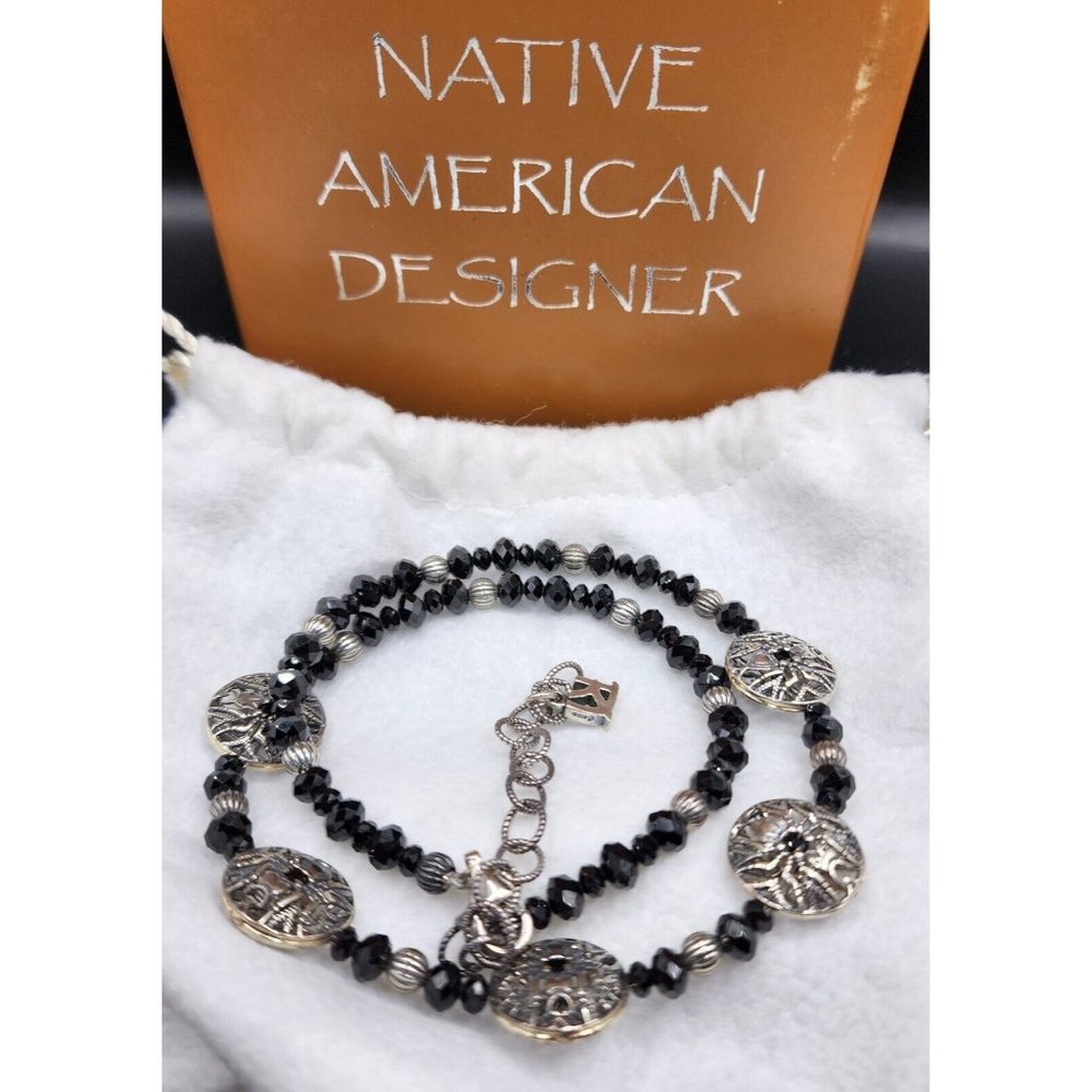 Carolyn Pollack Kenneth Johnson Black Spinel Spider Sterling Silver Necklace NEW
